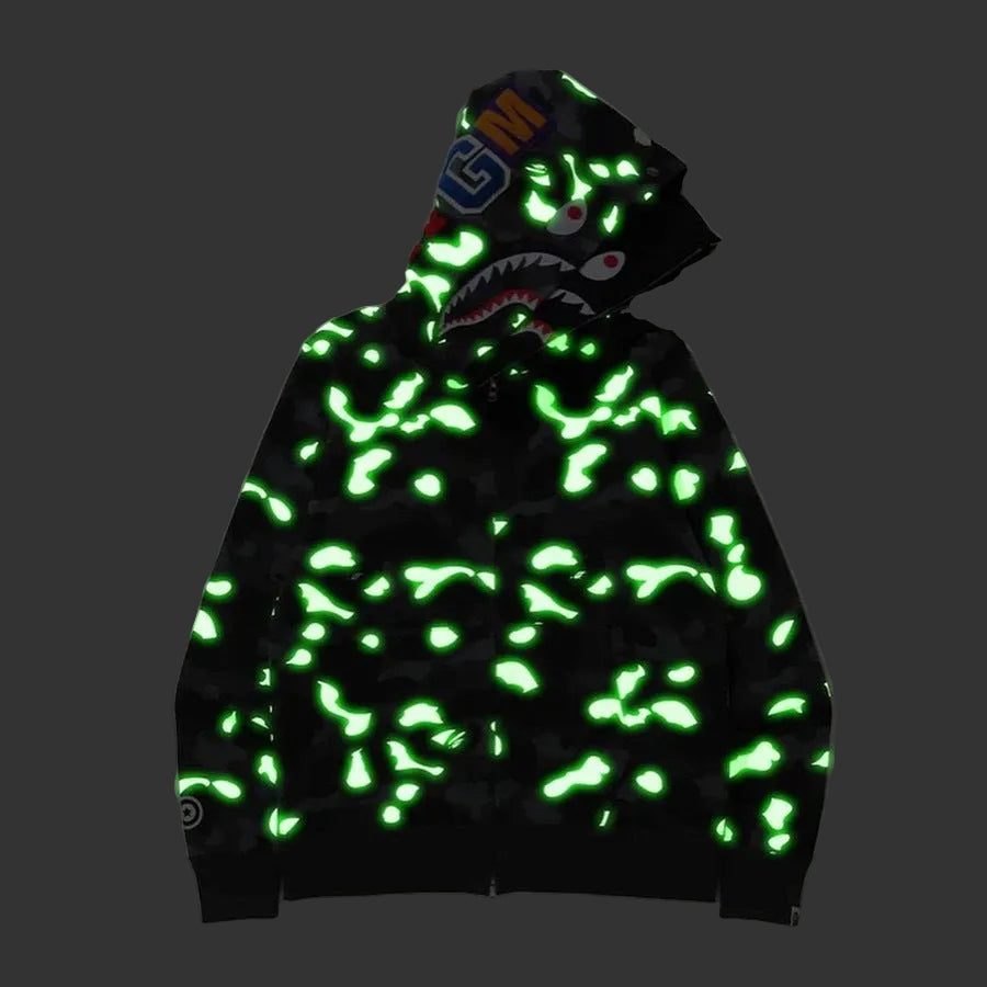 City Camo Shark Full Zip Hoodie (Glow in the Dark)