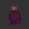 Color Camo Shark Full Zip Hoodie Purple DOUBLE HOODED