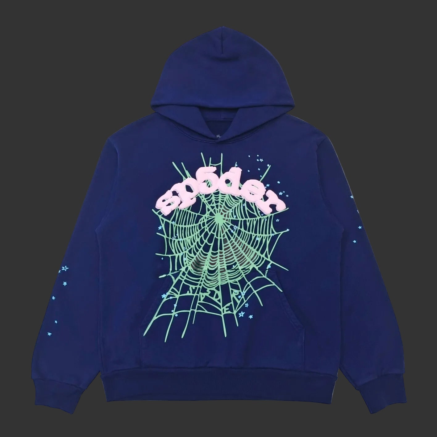 Sp5der OG Web Hoodie Navy Pink