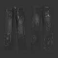 Purple Black with large embossed P Jeans