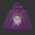 Sp5der Purple Rhinestone Web Hoodie