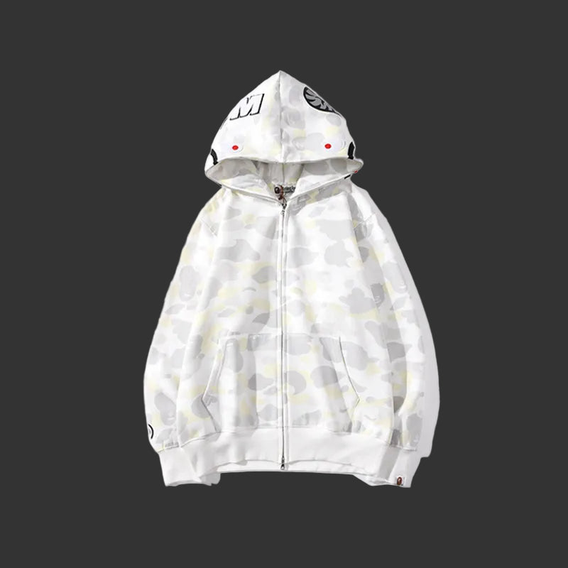 City Camo Shark Full Zip Hoodie White