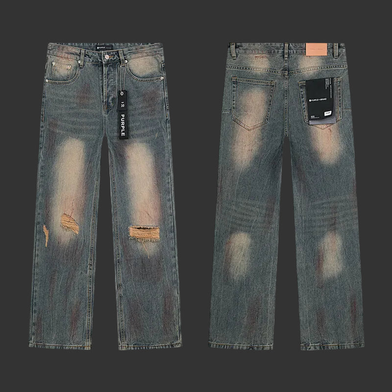 Purple Dirty Indigo Faded Knee Blowout Jeans