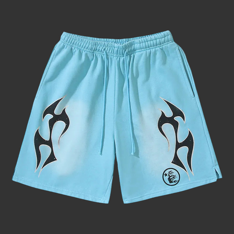 Hellstar Sports Flame Shorts Baby Blue