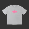 Alo Grey Graphic Solid Pink Logo Tee