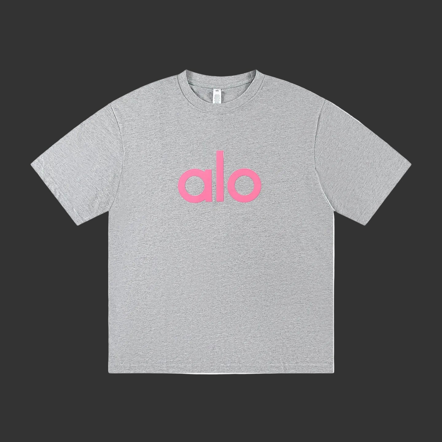 Alo Grey Graphic Solid Pink Logo Tee