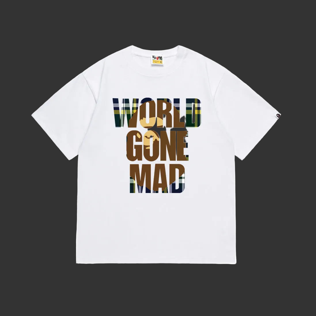 BAPE WORLD GONE MAD TEE (white)