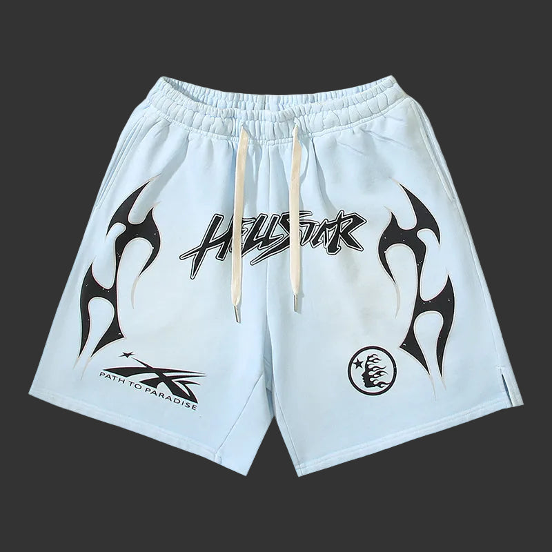 Hellstar 'Path to Paradise' Fleece Shorts Baby Blue