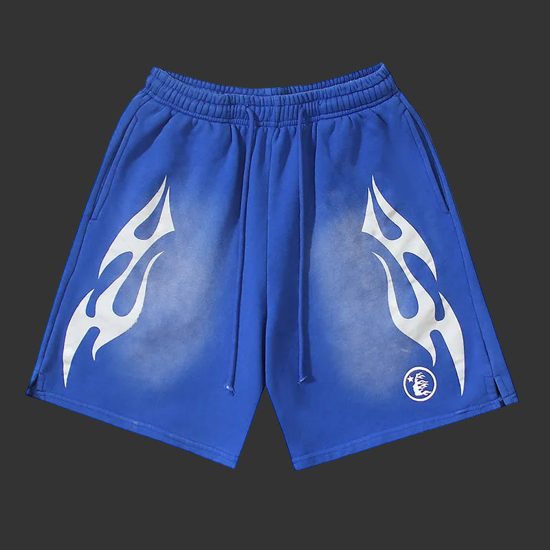 Hellstar Sports Flame Shorts Blue