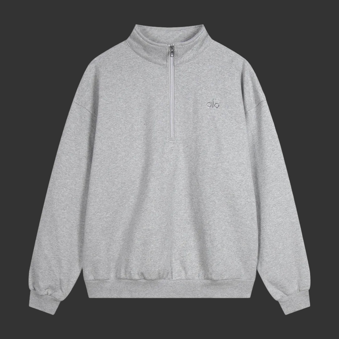 Alo Accolade Quarter Zip Pullover Heather Grey