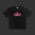 Alo Black Graphic Solid Pink Logo Tee