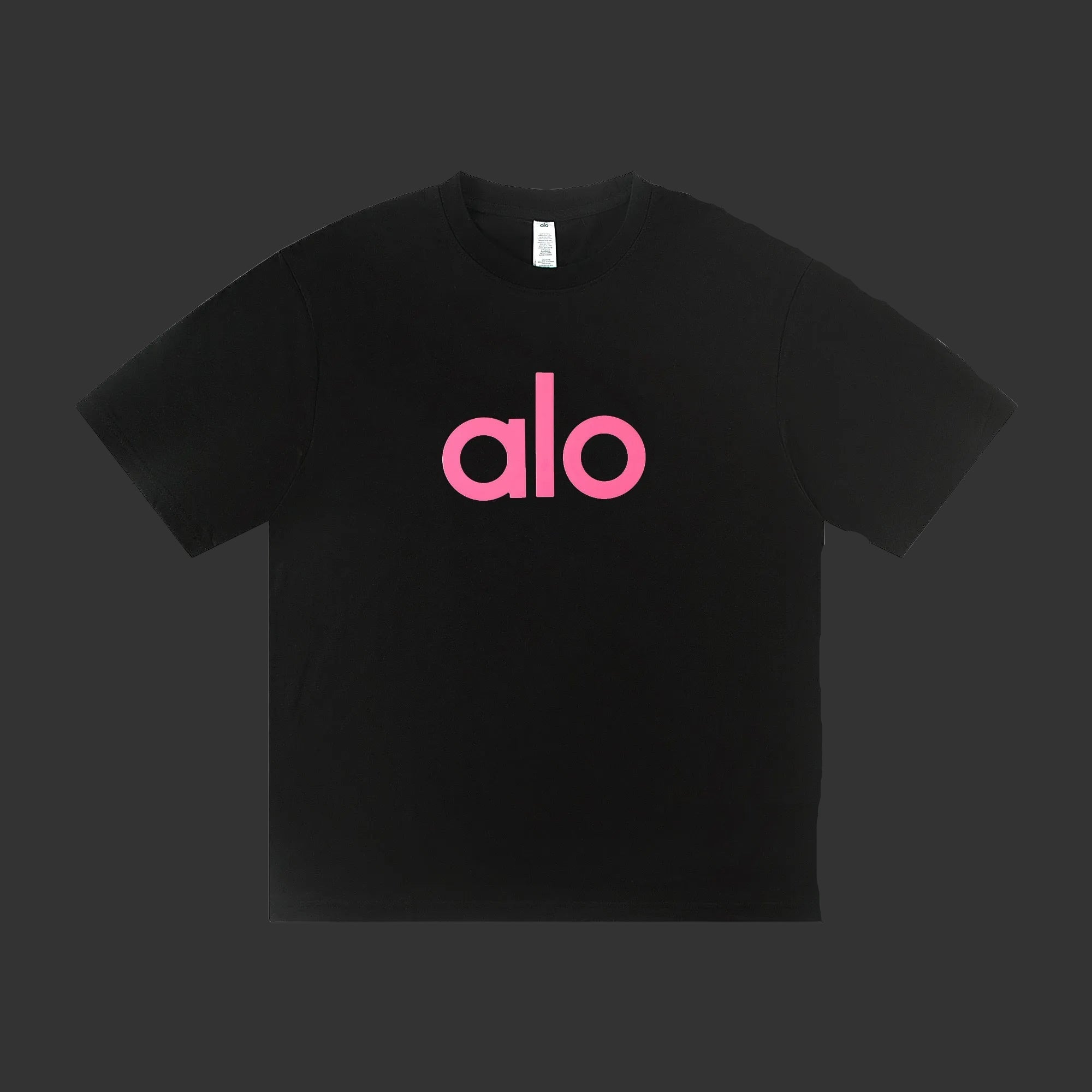 Alo Black Graphic Solid Pink Logo Tee