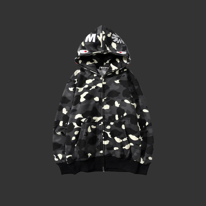 City Camo Shark Full Zip Hoodie Black
