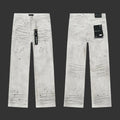 Purple All-White with black stitched distressing Jeans