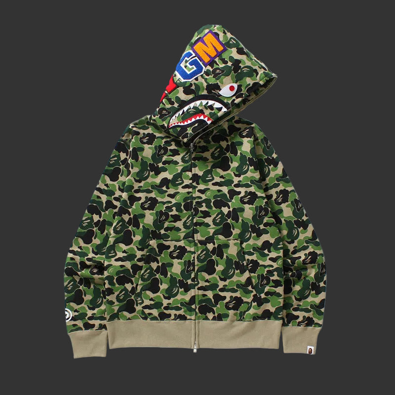 1st Camo Shark Full Zip Hoodie Green