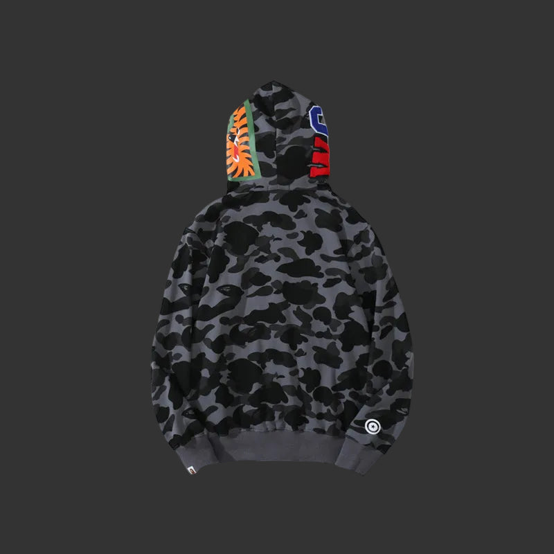 Color Camo Shark Full Zip Hoodie Gray/Black