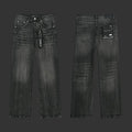 Purple Black Repair Distressed Jeans