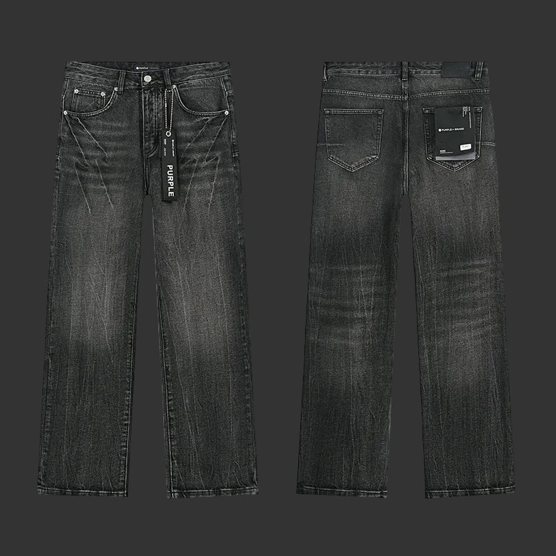 Purple Black Repair Distressed Jeans