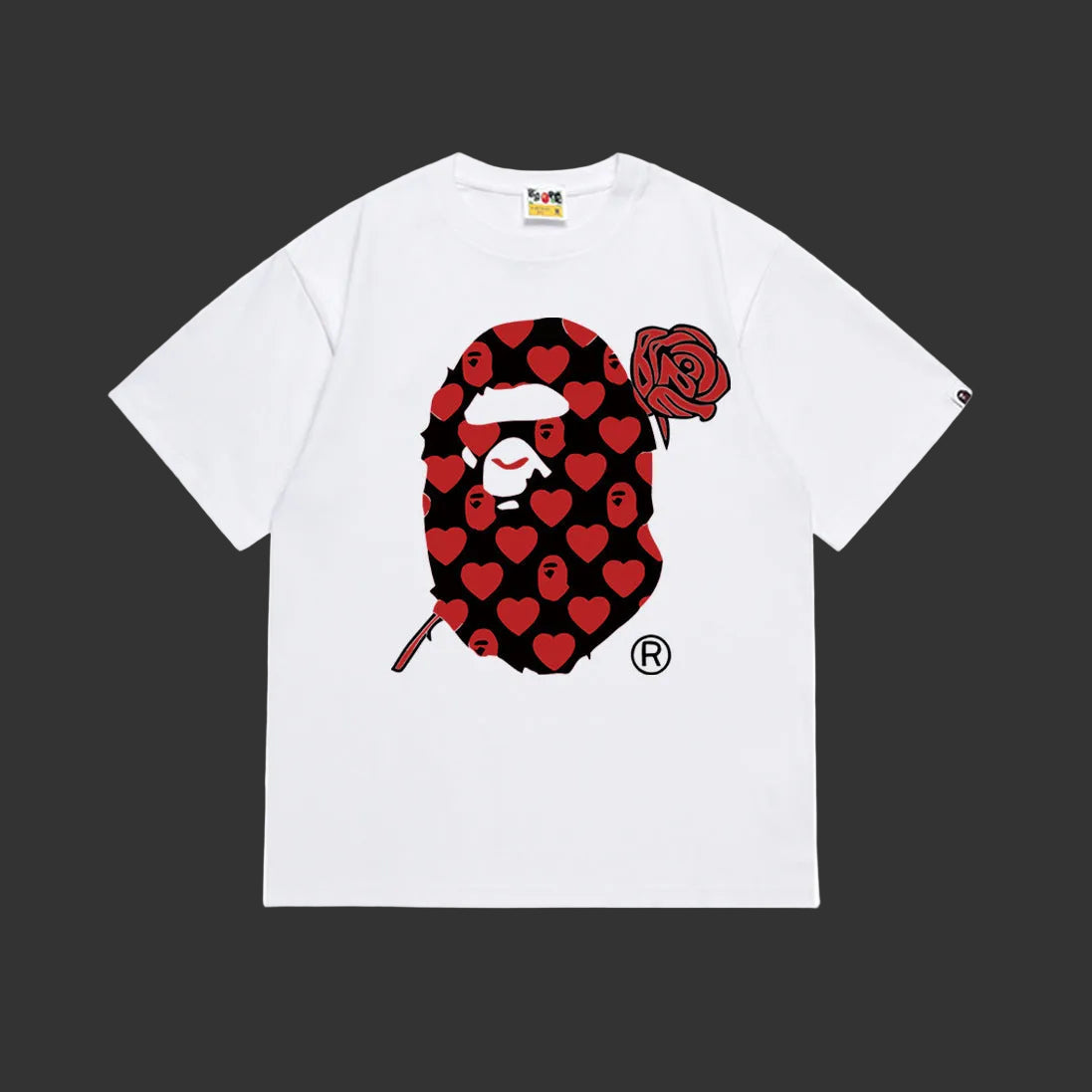BAPE ROSE APE HEAD HEARTS TEE (white)