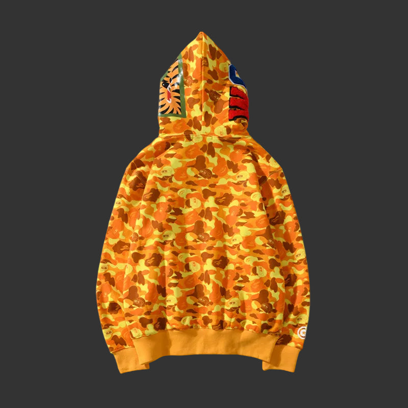 Color Camo Shark Full Zip Hoodie Orange/Yellow