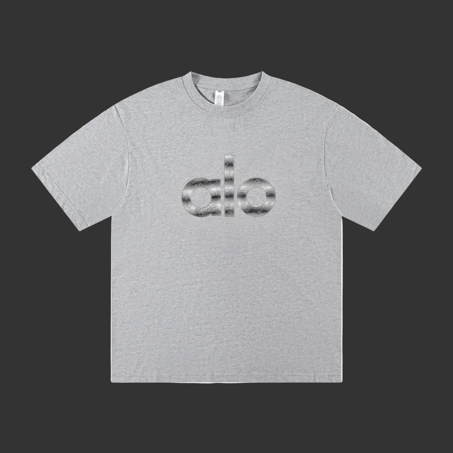 Alo Silver Reflective Heather Grey Logo Tee