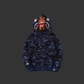 Color Camo Shark Full Zip Hoodie Blue DOUBLE HOODED