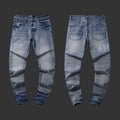 Amiri Staggered Logo Skinny Jeans (Blue)
