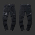 Amiri Silver Logo Distressed Jeans (Black)