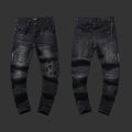 Amiri Crystal-Embellished Logo Skinny Jeans (Black)