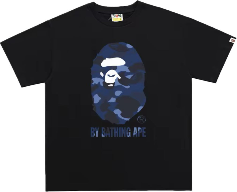 BAPE ABC CAMO BIG APE HEAD TEE MENS (black x blue)