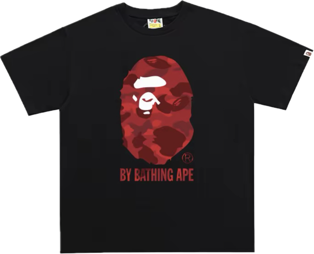 BAPE ABC CAMO BIG APE HEAD TEE MENS (black x red)