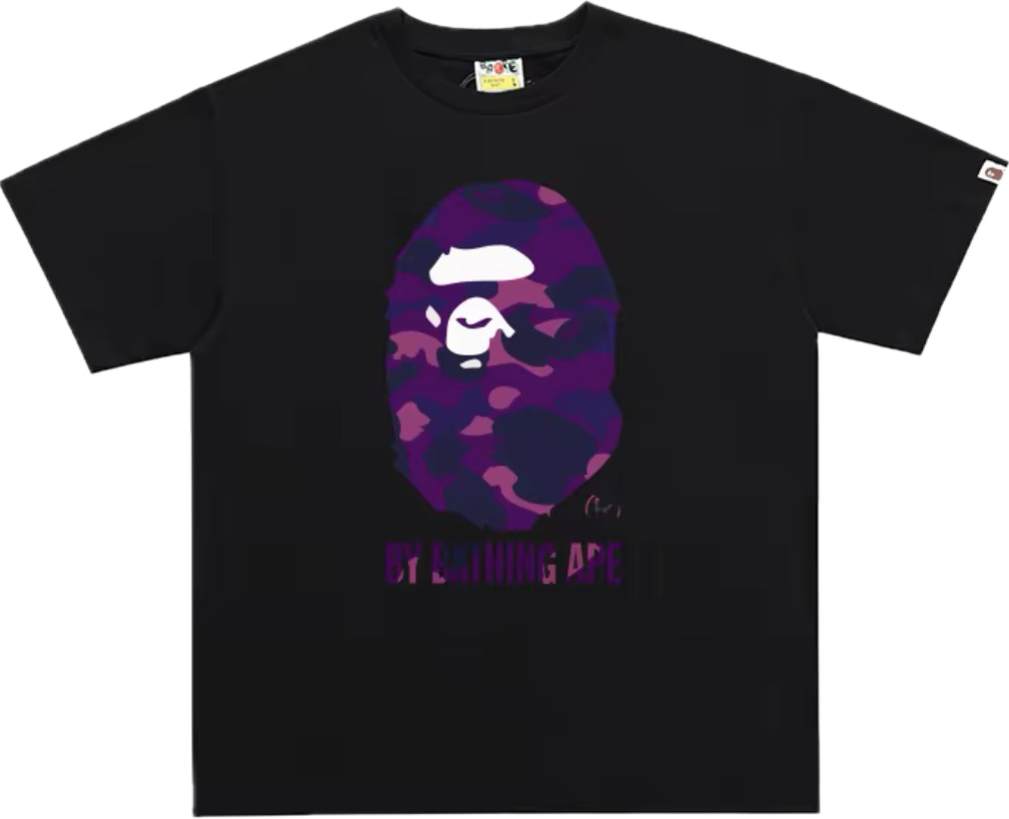 BAPE ABC CAMO BIG APE HEAD TEE MENS (black x purple)