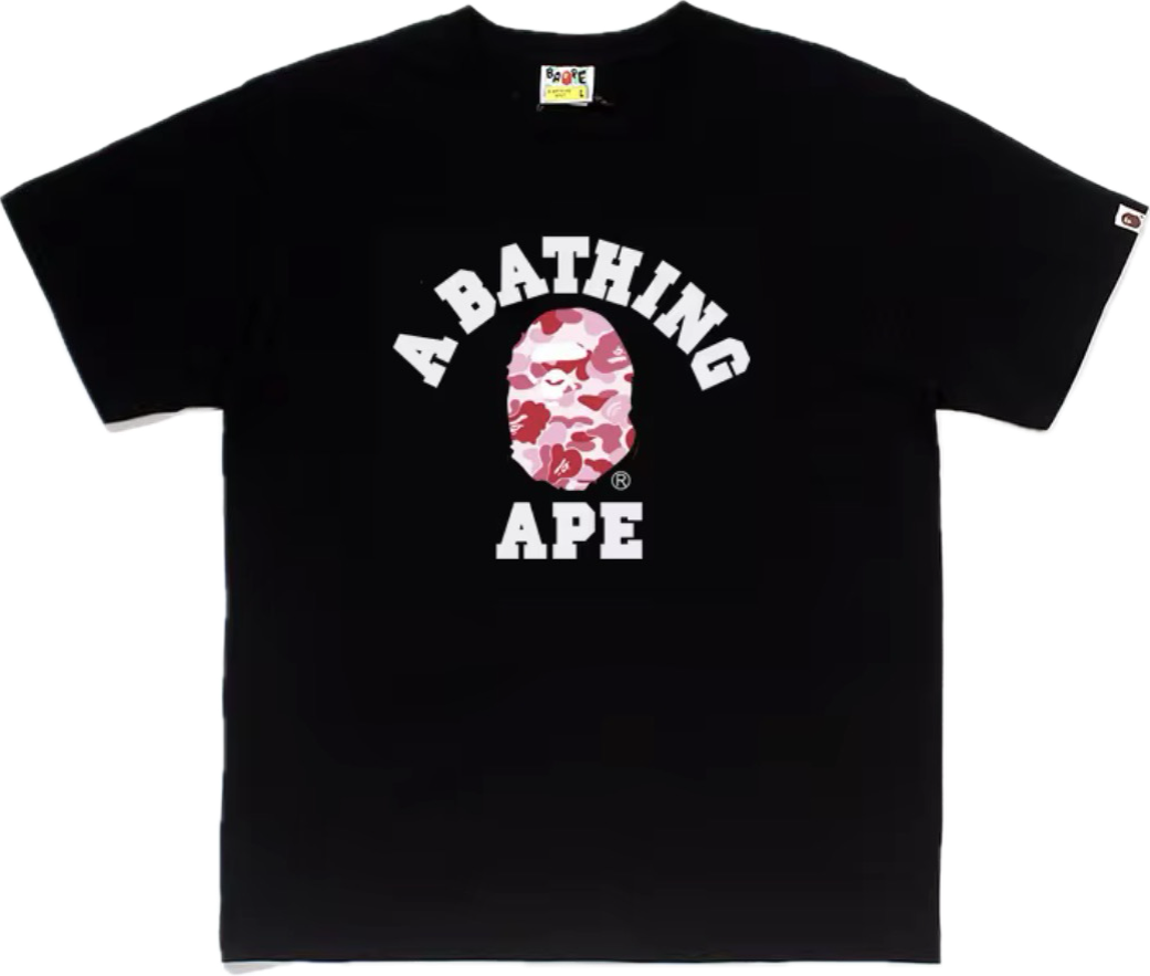 BAPE ABC CAMO COLLEGE TEE MENS (black x pink)