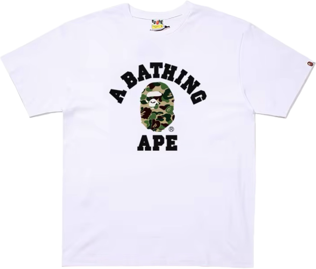 BAPE ABC CAMO COLLEGE TEE MENS (white x green)