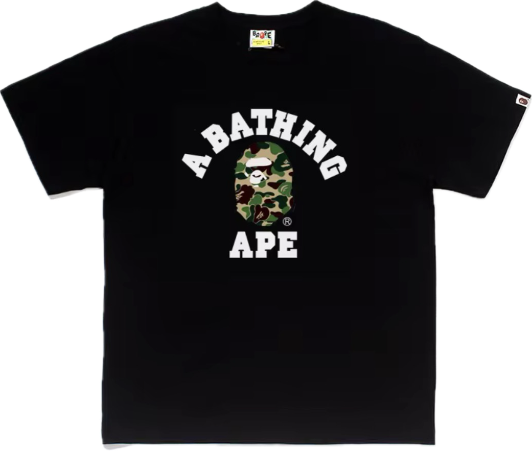 BAPE ABC CAMO COLLEGE TEE MENS (black x green)