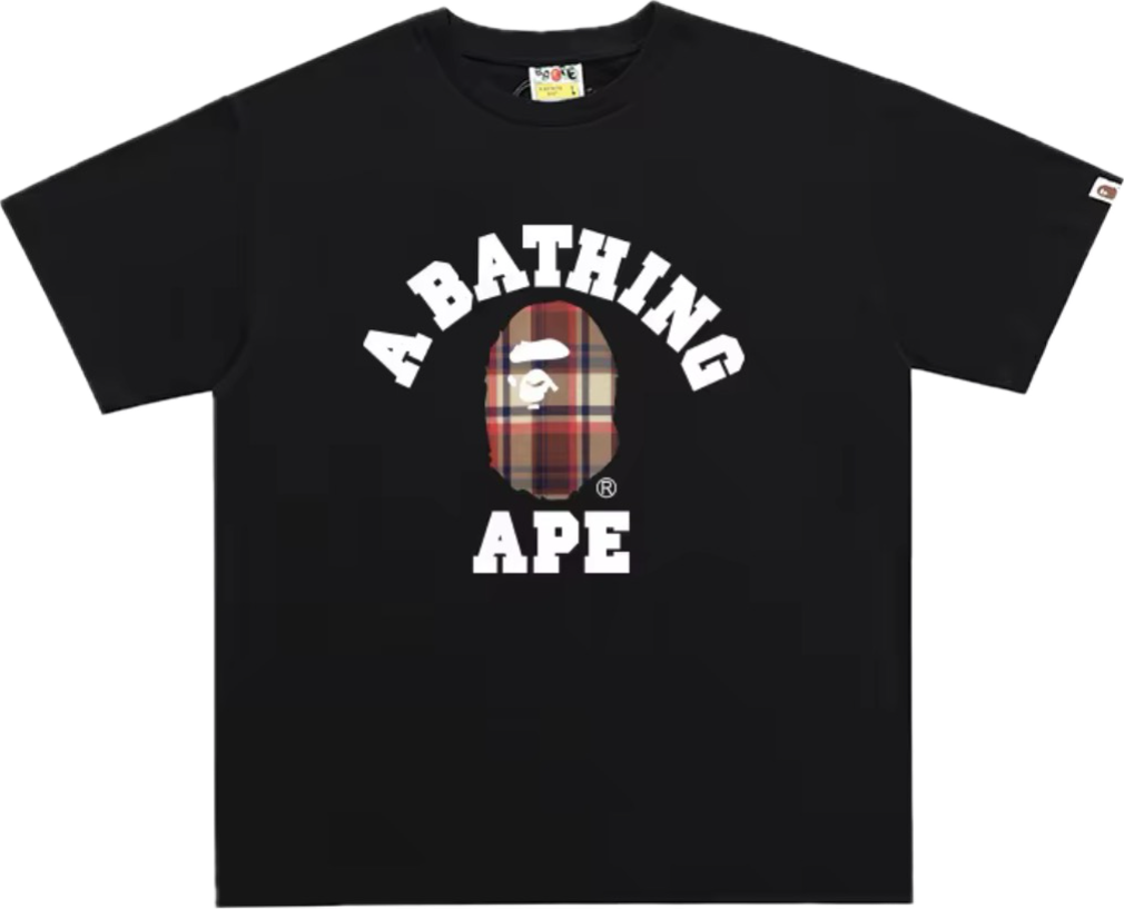 BAPE ABC CHECK COLLEGE TEE MENS (black)