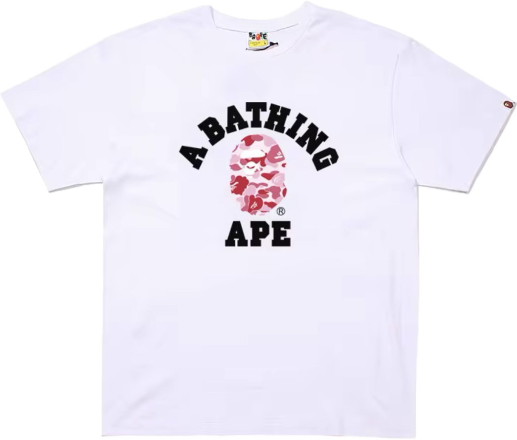 BAPE ABC CAMO COLLEGE TEE MENS (white x pink)