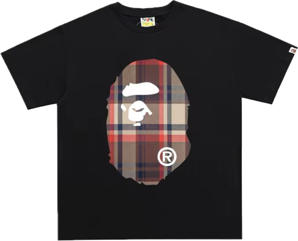 BAPE CHECK BIG APE TEE MENS