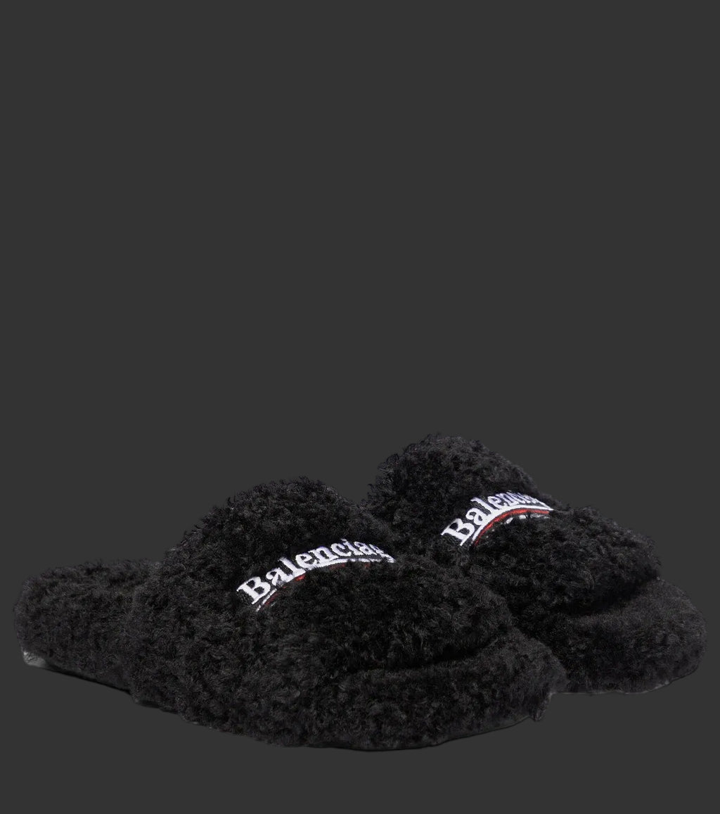 Balenciaga Fur Slides Black