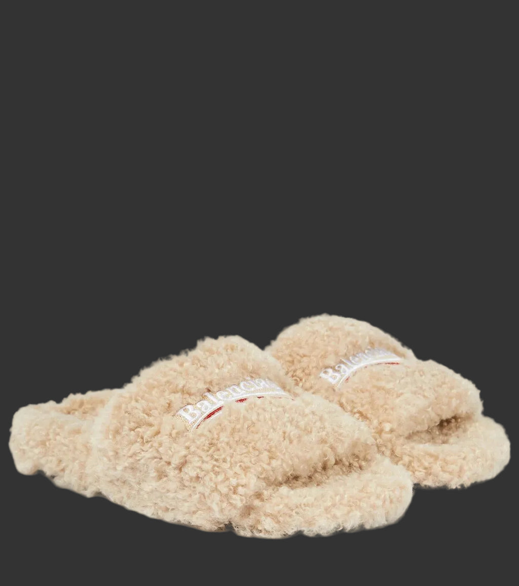 Balenciaga Fur Slides White