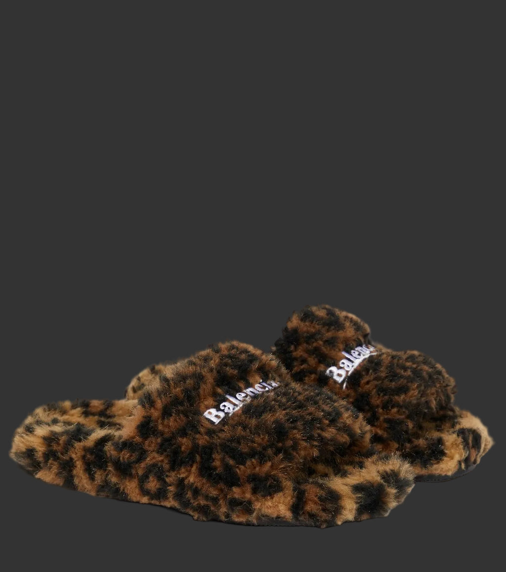 Balenciaga Fur Slides Leopard Print