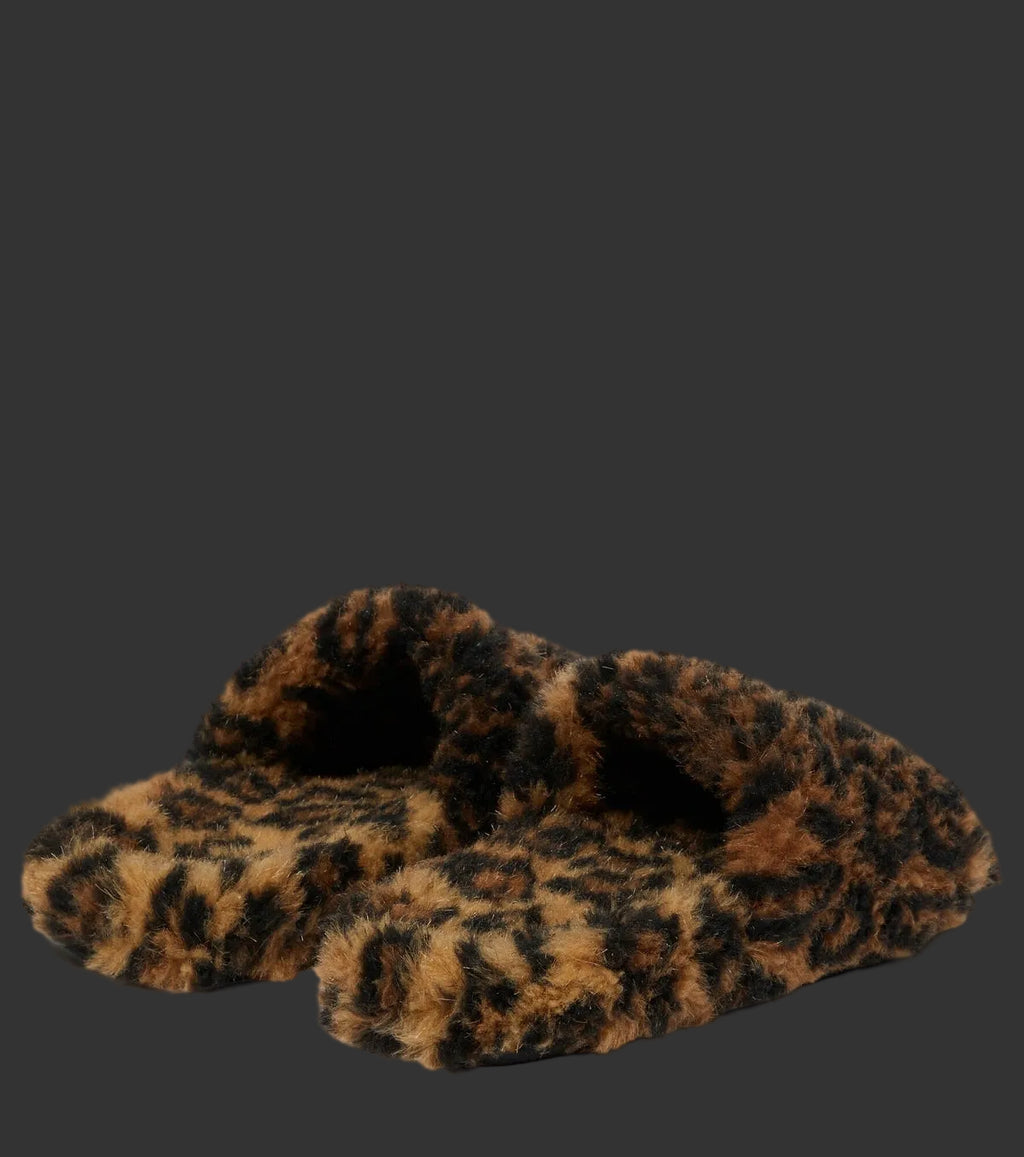 Balenciaga Fur Slides Leopard Print