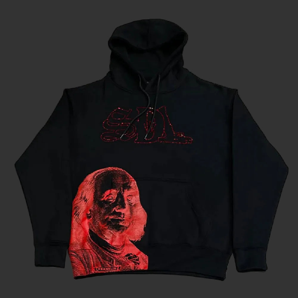 SDL Rhinestone Hoodie Black/Red