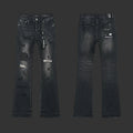 Purple Multi-fade with knee rips Flared Jeans