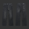 Purple Black Rhinestone Bead Splatter Jeans