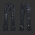 Purple Black Paint Splatter Flared Jeans