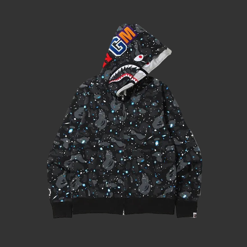 Space Camo Shark WGM Full Zip Hoodie Black