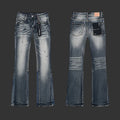 Purple Dirty Blue Multi-Fade with Whiskering Flared Jeans