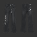 Purple Black with vertical "PURPLE" rhinestone Flared Jeans