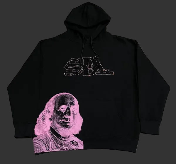 SDL Rhinestone Hoodie Black/Pink